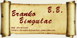 Branko Bingulac vizit kartica